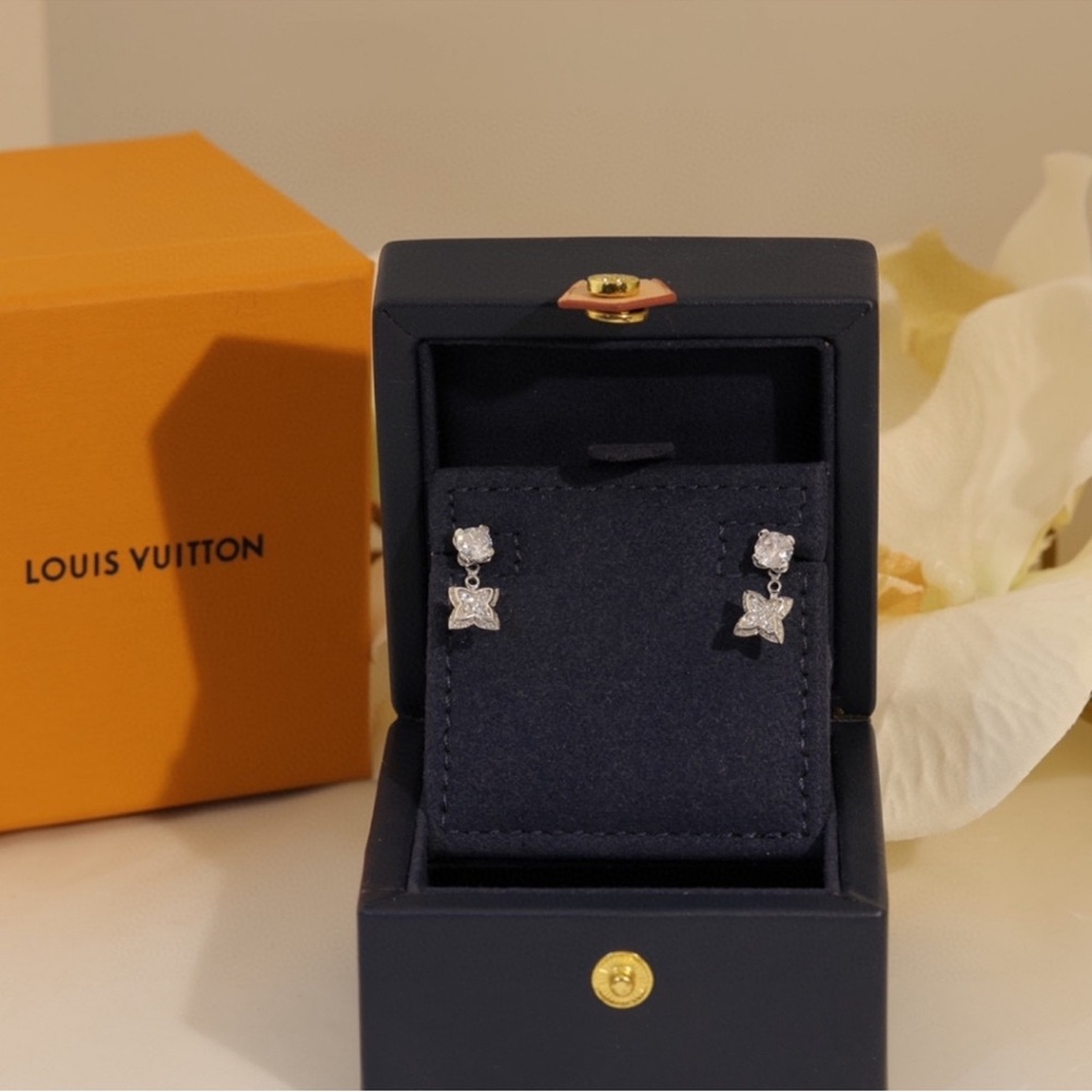 Louis Vuitton Silver Star Drop Earrings